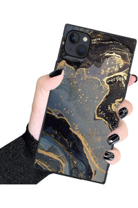 Zhuxuxitt Luxury Square Case For Iphone 14 Maxplus,Gold + Black Marble Design Women Grils Men Soft Tpu Edge Protection Shock Absorption Slim Hard Pc , Maxiphone Plus(67 Inch)