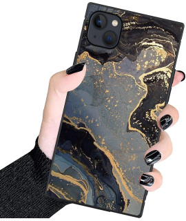 Zhuxuxitt Luxury Square Case For Iphone 14 Maxplus,Gold + Black Marble Design Women Grils Men Soft Tpu Edge Protection Shock Absorption Slim Hard Pc , Maxiphone Plus(67 Inch)