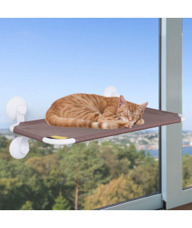 All Around 360A View Upgraded Cat Window Perch, Cat Hammock With 4 Strengthened Suction Cups, Comfortable Foldable Cat Bed For Kittens Large Cats, Space Saving, Cat Gift For Your Beloved Cat (Brown)
