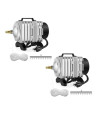 Simple Deluxe Air Pump with Adjustable Air Flow Outlets for Aquarium, Pond, Hydroponics Systems, Silver, 2 Pack
