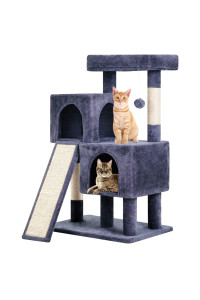 Bestpet 36 Inches Cat Tree For Indoor Cats Cat Tower With Scratching Posts Multi-Level Cat Furniture Condo With Ramp, Perch Spacious Cat Cave Funny Toys For Kittens House (Dark Grey)