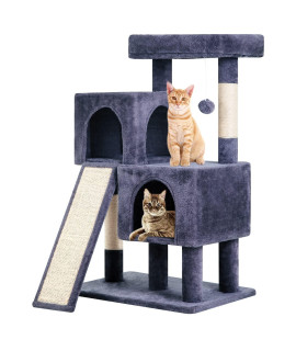 Bestpet 36 Inches Cat Tree For Indoor Cats Cat Tower With Scratching Posts Multi-Level Cat Furniture Condo With Ramp, Perch Spacious Cat Cave Funny Toys For Kittens House (Dark Grey)