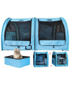 Totoro ball Double Cat Carrier for 2 Cats Portable Soft-Sided cat Travel Carrier with Litter Box Pet Kennel Show Cages Quick Fold with Portable Carry Bag & Hammock & Mats (Separable, Blue)
