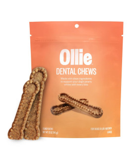 Ollie Dental Chews For Dogs Large- Dog Breath Treats - Dog Teeth Cleaning Treat - Dental Sticks For Dogs - Fresh Breath For Dogs - Dog Dental Chews - Dog Dental Care - 12 Oz