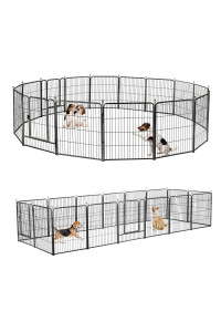 Dog Playpen, Dog Fences for The Yard, Dog Pen Indoor, Portable Outdoor Dog Fence, Dog Playpen for Large/Medium/Small Dogs, Foldable Metal Dog playpen, with Doors (B16 Panels)
