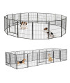 Dog Playpen, Dog Fences for The Yard, Dog Pen Indoor, Portable Outdoor Dog Fence, Dog Playpen for Large/Medium/Small Dogs, Foldable Metal Dog playpen, with Doors (B16 Panels)