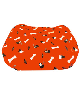 Duke&Lefty Furever Pet Dog Bed Slipcover-Stretch Soft Petbed Cover-Universal-Easy To Remove (Zipper Free)-Halloweensmall