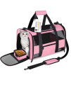 Cussiou Cat Carrier Dog Carrier Pet Carrier Airline Approved For Small Dogs Medium Cats Puppies Under 15 Lbs, Collapsible Soft Sided Dog Travel Carriers For Puppy And Kitten- Pink