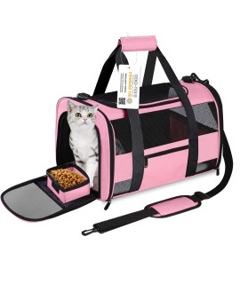 Cussiou Cat Carrier Dog Carrier Pet Carrier Airline Approved For Small Dogs Medium Cats Puppies Under 15 Lbs, Collapsible Soft Sided Dog Travel Carriers For Puppy And Kitten- Pink