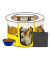 Krightlink Portable Pet Playpen For Small Dog And Cat, Foldable Puppy Dog Exercise Playpens, Indooroutdoor Use Shade Cover With Collapsible Travel Bowl For Dogcatrabbitpet (Small, Yellow)