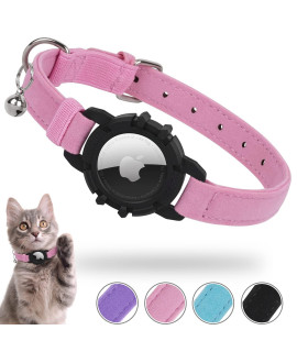 Airtag Cat Collar,Feeyar Integrated Kitten Collar With Apple Airtag Holderpink],Soft Gps Cat Collar With Air Tag Holder And Bell,Air Tag Cat Collars For Girl Boy Cats,Puppies,Lightweight Cat Tracker