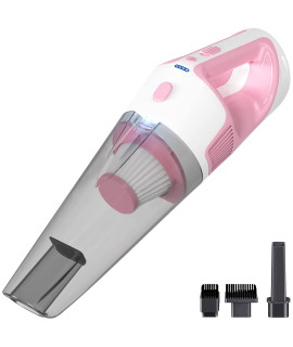 Gogoinga Handheld Vacuum Cordless - Strong Suction 9000Pa] - Rechargeable Held Held Vacuum, Portable Mini Hand Vacuum With Large Dirt Bowl, 3 Versatile Attachments Cleaning Brush, Pink