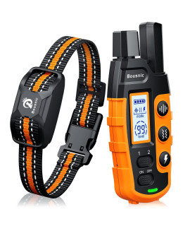 Bousnic Dog Shock Collar - 3300Ft Dog Training Collar with Remote for 5-120lbs Small Medium Large Dogs Rechargeable Waterproof e Collar with Beep(1-8), Vibration(1-16), Safe Shock(1-99) (Orange)