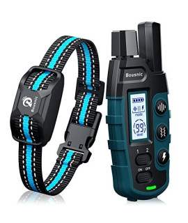 Bousnic Dog Shock Collar - 3300Ft Dog Training Collar with Remote for 5-120lbs Small Medium Large Dogs Rechargeable Waterproof e Collar with Beep (1-8), Vibration(1-16), Safe Shock(1-99) Modes (Blue)