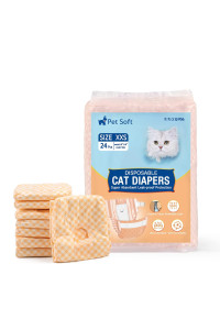 Pet Soft Disposable Cat Diapers - Female Dog Diapers For Cats & Dogs In Heat Period Or Urine Incontinence, Doggie Diapers Ultra Absorbent Leak-Proof Puppy Diapers 24Pcs (Orange, Xxs)