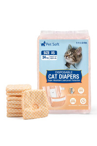 Pet Soft Disposable Cat Diapers - Female Dog Diapers For Cats & Dogs In Heat Period Or Urine Incontinence, Doggie Diapers Ultra Absorbent Leak-Proof Puppy Diapers 24Pcs (Orange, Xs)