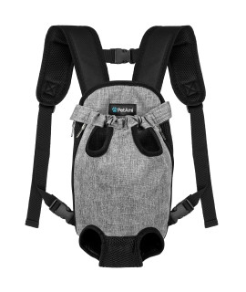 PetAmi Dog Carrier Backpack, Adjustable Dog Pet Cat Front Carrier Backpack | Ventilated Dog Chest Carrier for Hiking Camping Travel, Sling Bag for Small Medium Dog Cat and Puppies, Large, Heather Grey