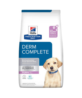HILL'S PRESCRIPTION DIET Derm Complete Puppy Environmental/Food Sensitivities Rice & Egg Recipe Dry Dog Food, Veterinary Diet, 14.3 lb. Bag
