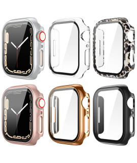 6Pack] Tensea For Apple Watch Screen Protector Case Se 2022 Series 6 5 4 Se 40Mm Accessories, Iwatch Hard Pc Protective Face Cover With Tempered Glass Film, Ultra-Thin Guard Bumper Women Men, 40 Mm