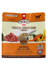 Primal Freeze Dried Dog Food Pronto Beef Recipe 16 oz, Crafted in The USA Grain Free Raw Dog Food