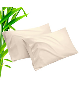 Bamboo Pillow Cases Queen Size 2 Pack, Khaki Cooling Pillowcases With Envelope Closure, Cool Breathable Pillow Case For Hot Sleepers And Night Sweats, 20X30 Inches