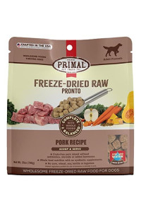 Primal Freeze Dried Dog Food Pronto Pork Recipe 25 oz, Crafted in The USA Grain Free Raw Dog Food