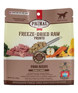 Primal Freeze Dried Dog Food Pronto Pork Recipe 25 oz, Crafted in The USA Grain Free Raw Dog Food