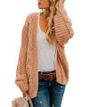 Astylish Womens Long Sleeve Sweater Ladies Winter Warm Cozy Open Front Chunky Knit Cardigan Sweater Outwear Coat Apricot X-Large