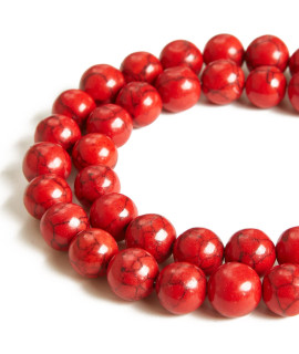 60Pcs 6Mm Red Turquoise Beads Natural Gemstone Beads Round Loose Beads For Jewelry Making