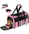Seclato Cat Carrier, Dog Carrier, Pet Carrier Airline Approved For Cat, Small Dogs, Kitten, Cat Carriers For Small Medium Cats Under 15Lb, Collapsible Soft Sided Tsa Approved Cat Travel Carrier-Pink