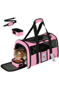 Seclato Cat Carrier, Dog Carrier, Pet Carrier Airline Approved For Cat, Small Dogs, Kitten, Cat Carriers For Small Medium Cats Under 15Lb, Collapsible Soft Sided Tsa Approved Cat Travel Carrier-Pink