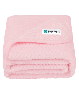 PetAmi Waterproof Fleece Dog Blanket, Pet Blanket for Small Medium Large Dogs, Waffle Textured Throw Bed Couch Protector Indoor Cat Puppy Kitten, Reversible Warm Soft Plush Fuzzy, X-Large 60x80 Pink