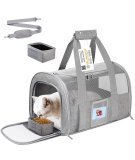 Seclato Cat Carrier, Dog Carrier, Pet Carrier Airline Approved For Cat, Small Dogs, Kitten, Cat Carriers For Small Medium Cats Under 15Lb, Collapsible Soft Sided Tsa Approved Cat Travel Carrier-Grey