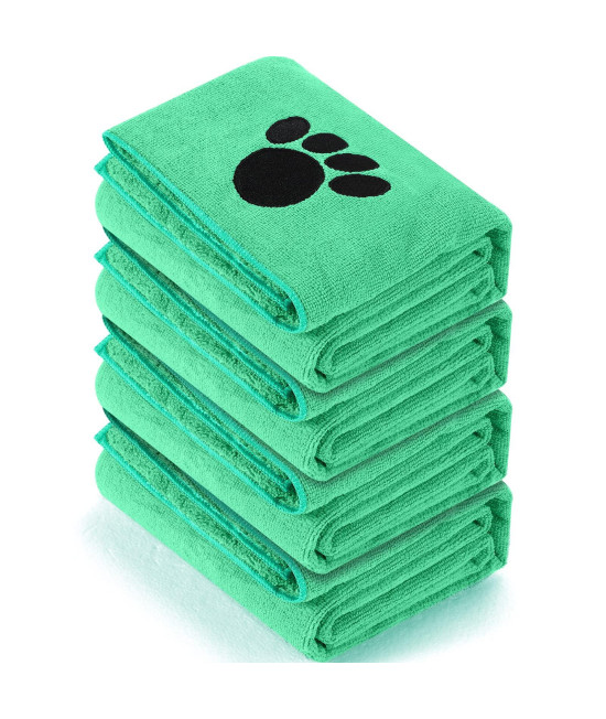 Chumia 4 Pack Pet Grooming Towel Absorbent Dog Towels For Drying Dogs Soft Microfiber Dog Drying Towel Quick Drying Large Dog Bath Towel For Dogs, Cats And Other Pets (Green, 40 X 24 Inch)