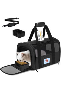 Seclato Cat Carrier, Dog Carrier, Pet Carrier Airline Approved For Cat, Small Dogs, Kitten, Cat Carriers For Small Medium Cats Under 15Lb, Collapsible Soft Sided Tsa Approved Cat Travel Carrier-Black