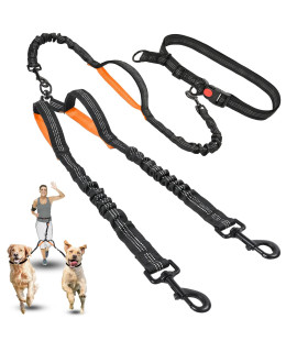 Dual Dog Leash Hands Free Double Dog Leash Double Dog Leash For Walking Training Hiking Shock Absorbing Reflective 360Aswivel 2 Dog Coupler No Pull Y Dog Leash(Two Dog Leash Orange)