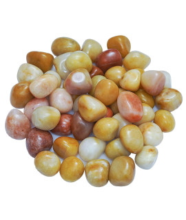 Ainuosen 2Lbs Natural Polished Tumbled Yellow Jade Crystals Stones 08-12 Inch,Decorative Rocks For Plants,Marble Pebbles For Vase,Aquarium Rocks For Fish Tank Gravel,Plants Indoor And Outdoor