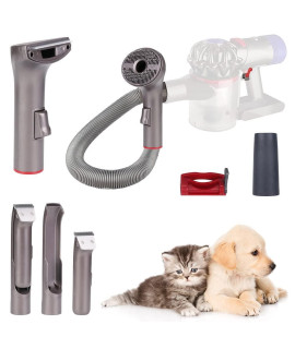 Dog Grooming Vacuum Attachment Kit, Pet Vacuum Brush for Shedding Grooming with Slicker Brush, Electric Dog Clippers, Deshedding Brush, Crevice Nozzle for Cat Dog Hair Remover