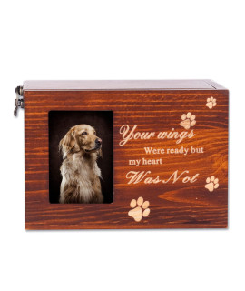Pet Urns For Dogs Or Cats Ashes, Loss Pet Memorial Remembrance Gift, Personalized Photo Frame Urns Wooden Memorial Keepsake Cat Or Dog Memory Box With Black Flannel As Lining (157 Cubic Inches)