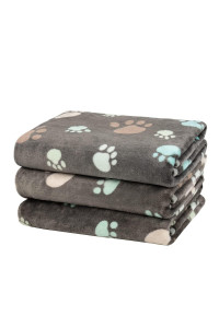 Dono 1 Pack 3 Dog Blankets For Small Dogs, Soft Fluffy Paw Print Pattern Fleece Pet Blanket Warm Sleep Mat, Puppy Kitten Blanket Doggy Mat For Dog Cat Kitten Doggy (30 20)