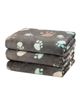 Dono 1 Pack 3 Dog Blankets For Small Dogs, Soft Fluffy Paw Print Pattern Fleece Pet Blanket Warm Sleep Mat, Puppy Kitten Blanket Doggy Mat For Dog Cat Kitten Doggy (30 20)