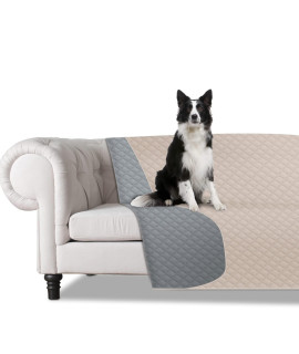 Comsmart Waterproof Dog Cat Cover Blanket, Anti-Slip Liquid Urinary Proof Furniture Blanket, Reversible Pet Blanket Protector For Couch Sofa Bed Car Floor (52 * 82 In, Light Gray And Light Beige)