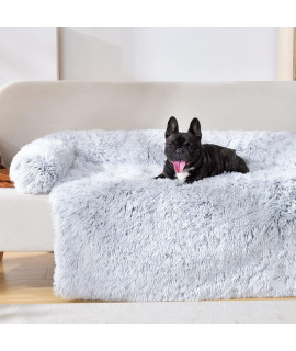 PawRoll Calming Dog Bed - Ultra Soft Dog Couch Cover Protector - Waterproof Lining, Non-Slip Sofa Dog Mat - Machine Washable Pet Sofa Ideal for Small Medium Large Dogs & Cats (Large, Light Gray)