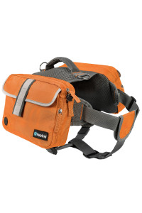 Petami Dog Backpack For Medium Large Dogs, Dog Saddle Bag For Dogs To Wear, Harness Saddlebag With Reflective Safety Side Pockets For Hiking, Camping, Vest Dog Pack For Travel (Orange, Large)