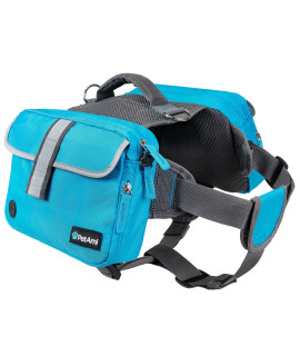 PetAmi Dog Backpack for Medium Large Dogs, Dog Saddle Bag for Dogs to Wear, Harness Saddlebag with Reflective Safety Side Pockets for Hiking, Camping, Vest Dog Pack for Travel (Blue, Large)