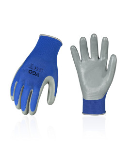 Vgo 1-Pair Safety Work Gloves, Gardening Gloves, Non-Slip Nitrile Coating, Dipping Gloves (Size M, Black, Nt2110)