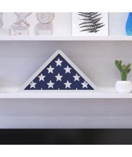 Flash Furniture Sheehan Memorial Flag Display Case - White Solid Wood Military Flag Display Case for 9.5 X 5 American Veteran Flag