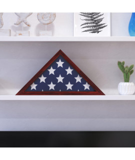 Flash Furniture Sheehan Memorial Flag Display Case - Mahogany Solid Wood Military Flag Display Case for 9.5 X 5 American Veteran Flag