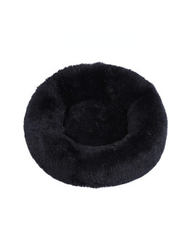 Rucoi Cat Bed For Indoor Cats Pet Bed Fluffy Round Pet Bed Non-Slip Soft Plush Donut Cushion Cushion For Puppies And Kittens(Black60Cm)