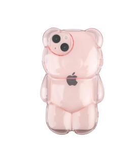 Ywyuhe Bear Phone Case Compatible With Iphone 13 Pro Case, Cute 3D Pink Clear Bear Case, Shockproof Kpop Cartoon Bear Phone Case For Women Girls